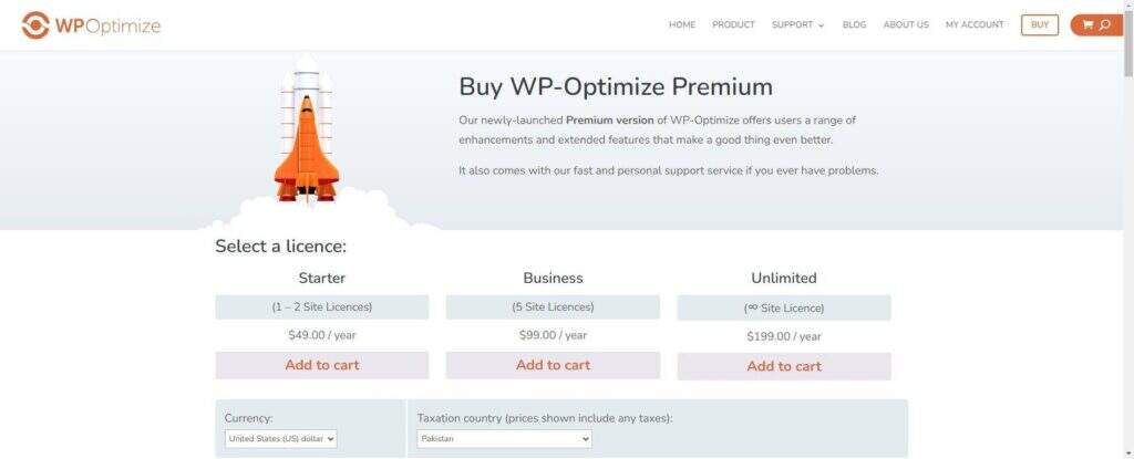 WP-Optimize 定价
